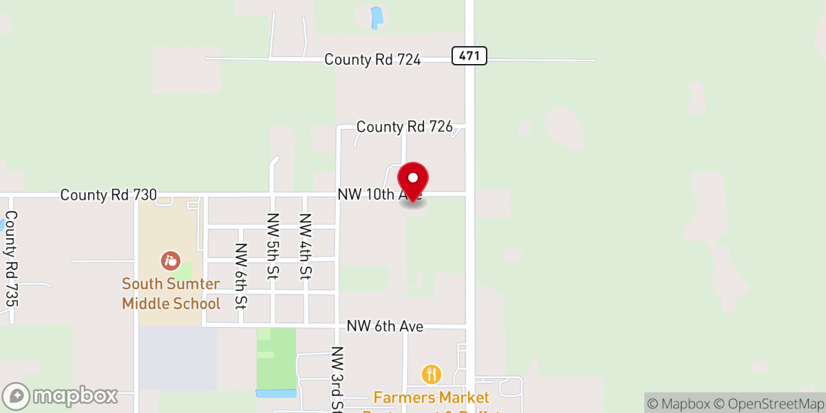 Map showing location of Mt Olive Missionary Baptist Church