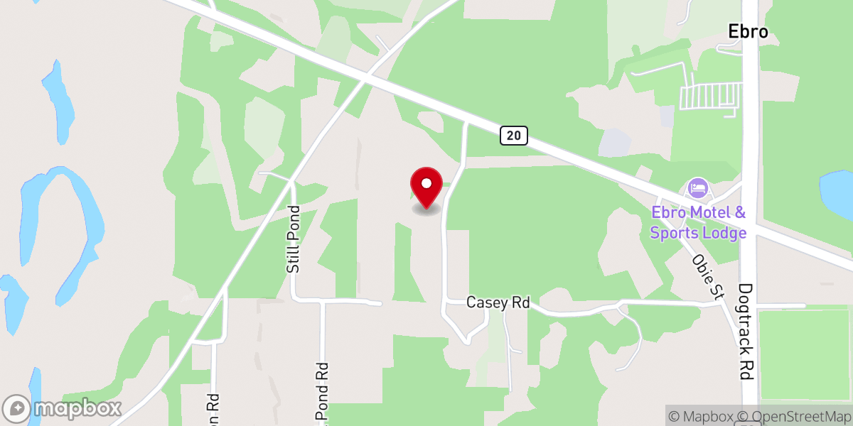 Map showing location of Ebro Baptist Church