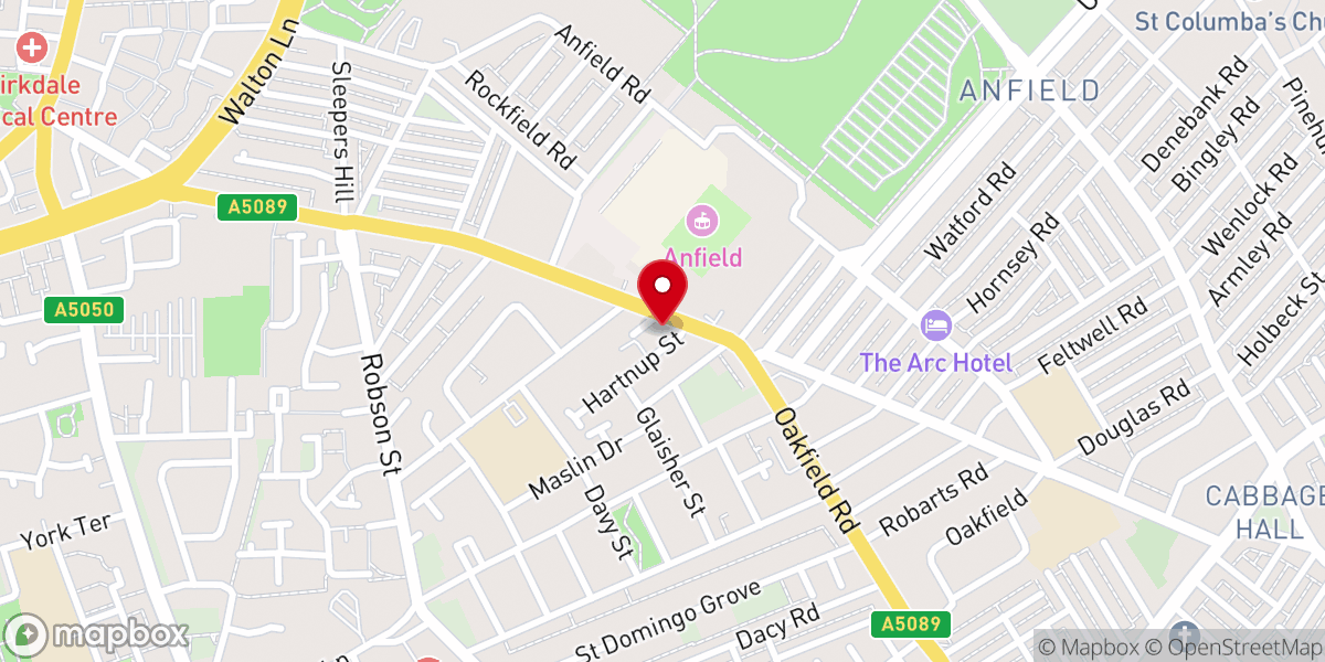 Map showing location of Christ Church And Holy Trinity Walton Breck Rd