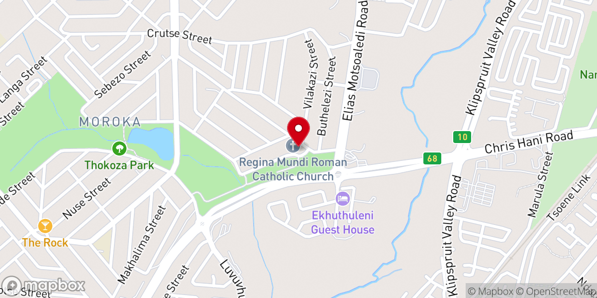 Map showing location of Regina Mundi Catholic Church