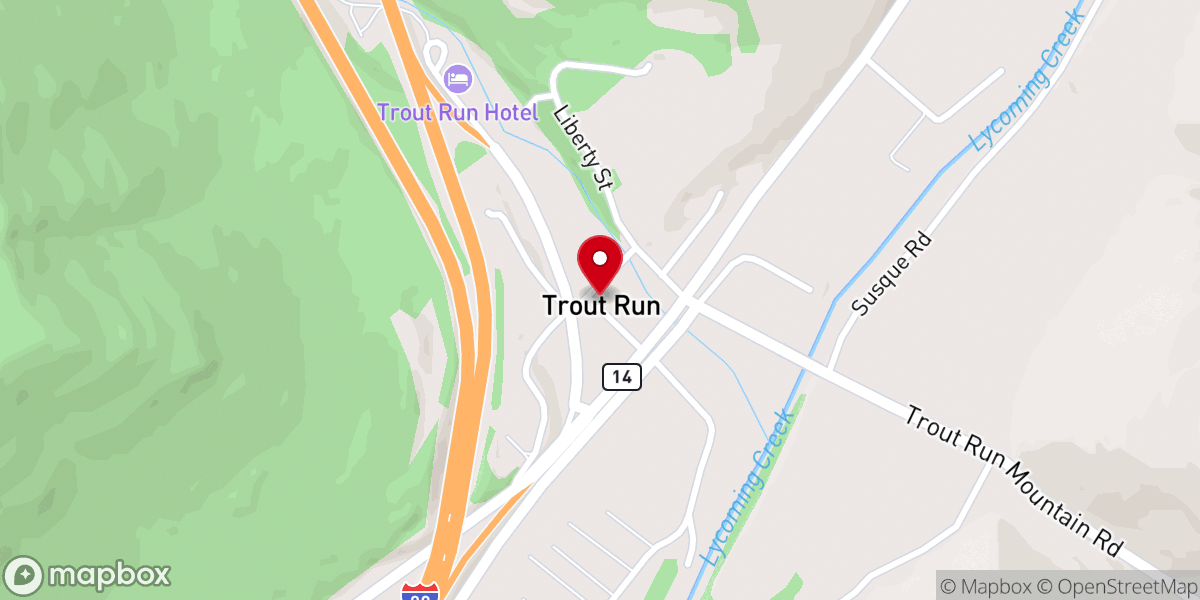 Map showing location of Trout Run United Methodist Church