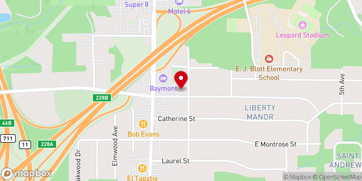 Map showing location of Impact Church at Liberty