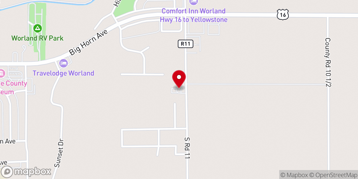 Map showing location of Kingdom Hall of Jehovah's Witnesses--Worland