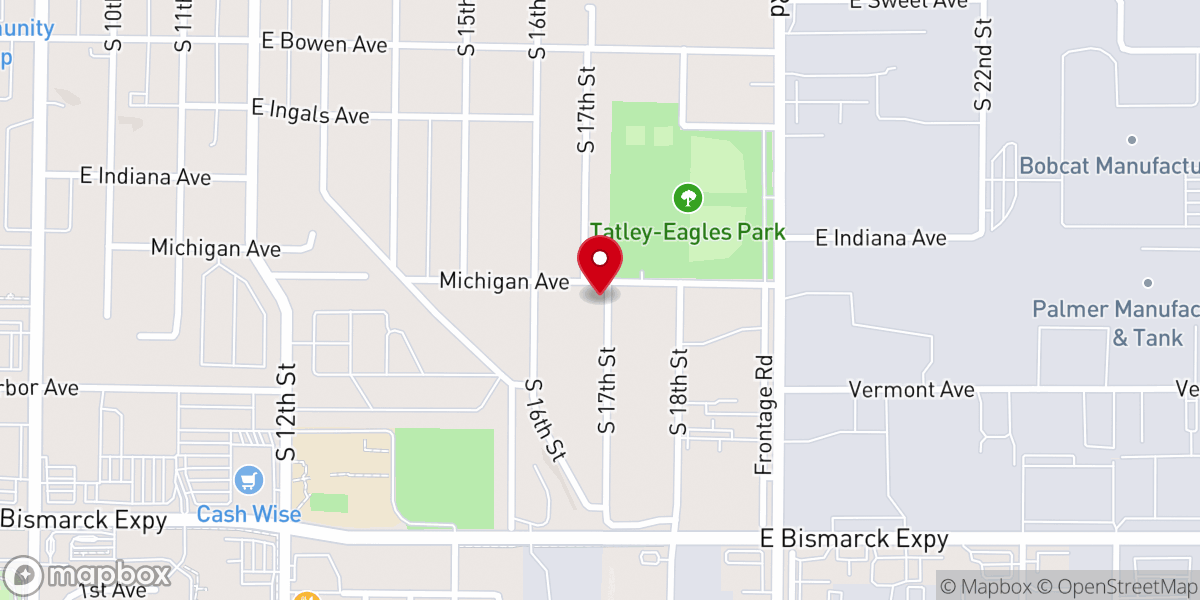 Map showing location of Bismarck Community Church