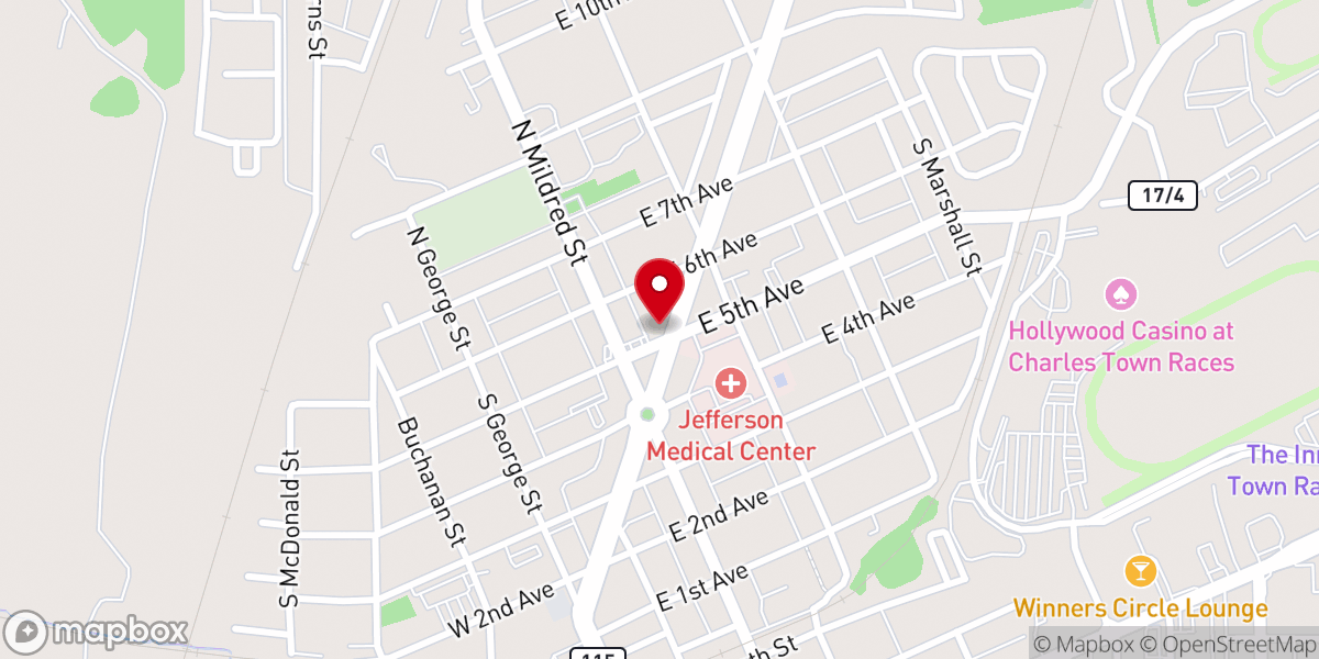 Map showing location of Iglesia Evangélica Apóstoles y profetas Ranson WV