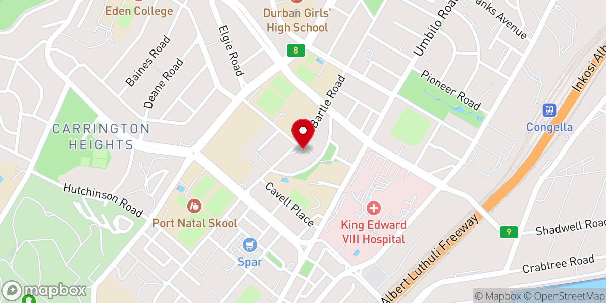 Map showing location of Umbilo Methodist Church Hall