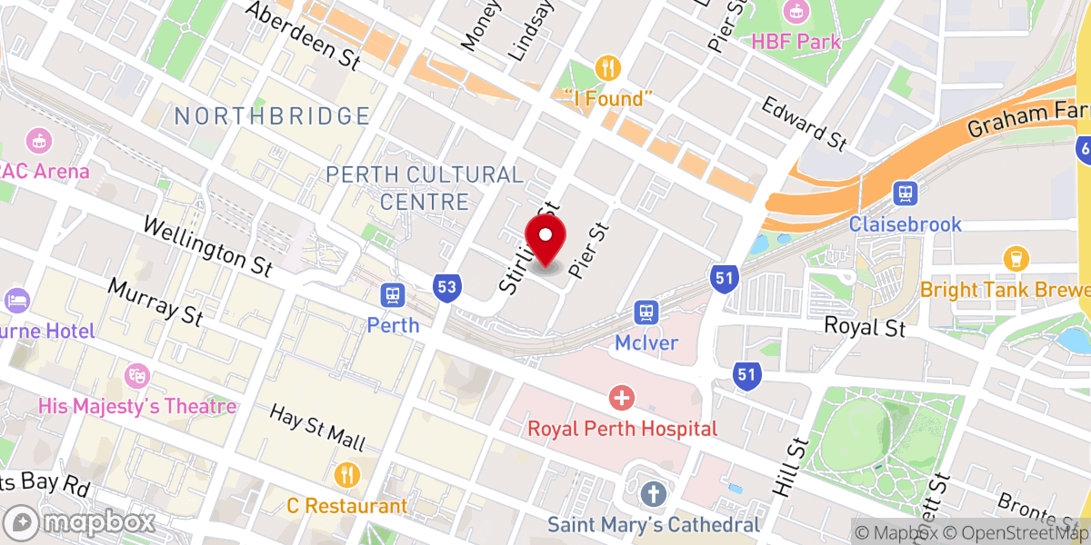 Map showing location of Perth Baptist Church