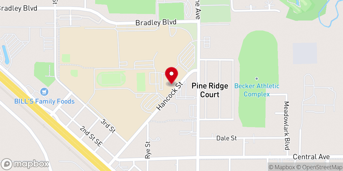 Map showing location of The HUB (property of Becker Baptist Church)