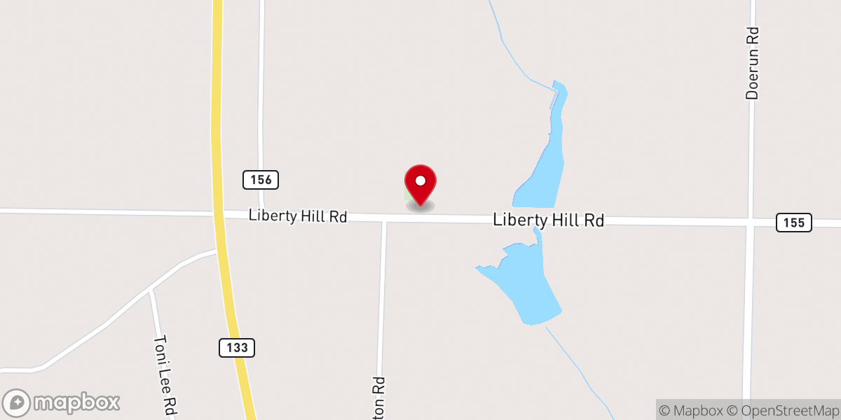 Map showing location of Liberty Hill Baptist Church
