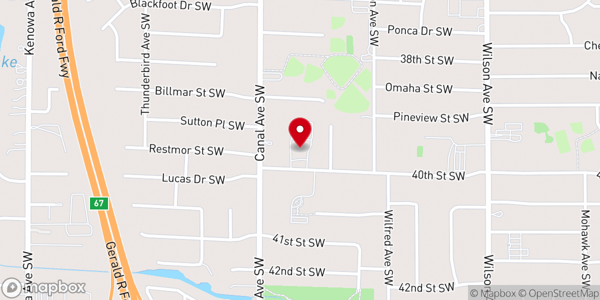 Map showing location of Grandville Baptist Church