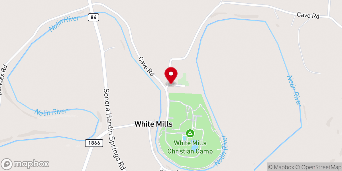 Map showing location of White Mills Christian Church