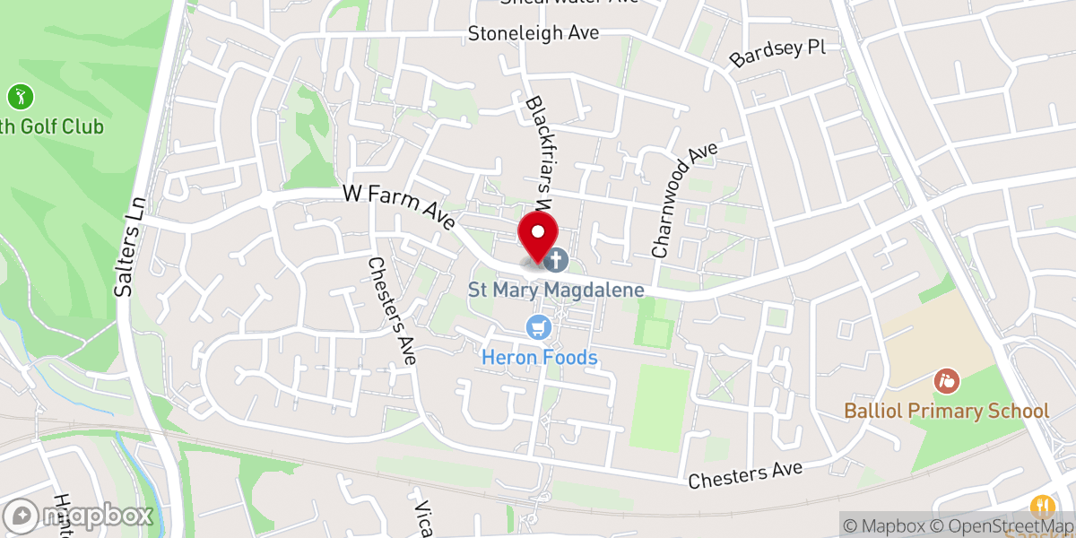 Map showing location of St. Mary Magdalene's Church,