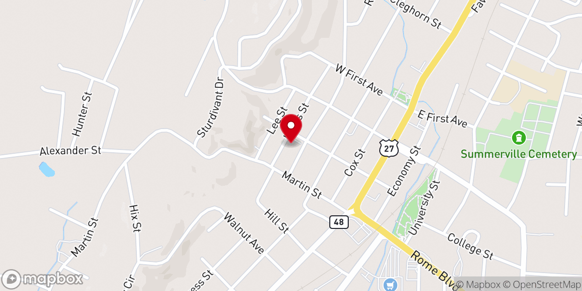 Map showing location of New Bethel Baptist Church
