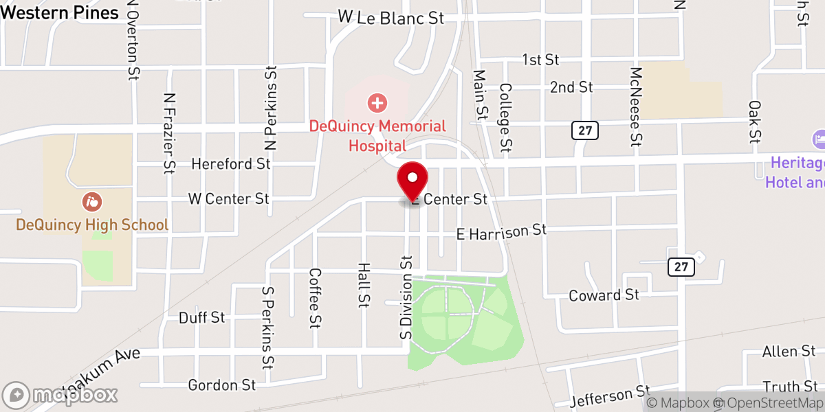 Map showing location of DeQuincy Police Department