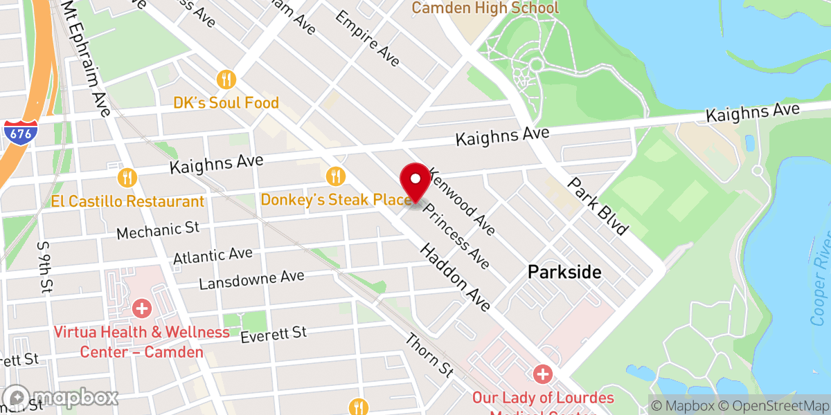 Map showing location of Victory Outreach Camden Church