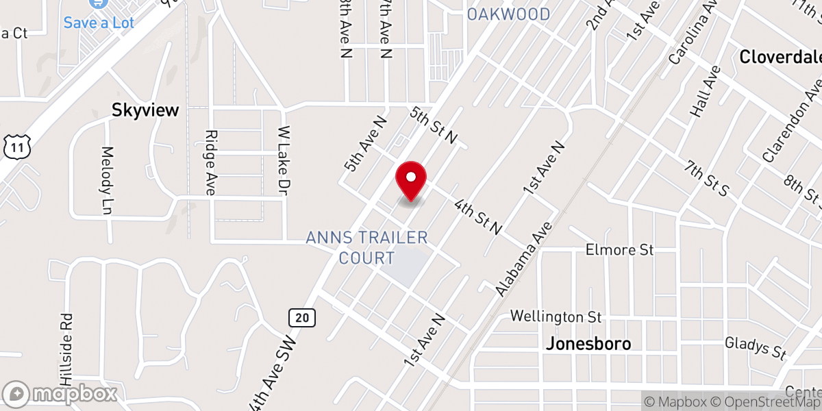 Map showing location of Calvary Free Will Baptist Church