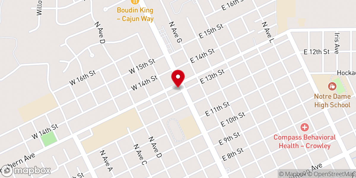 Map showing location of Louisiana Church Interiors Inc