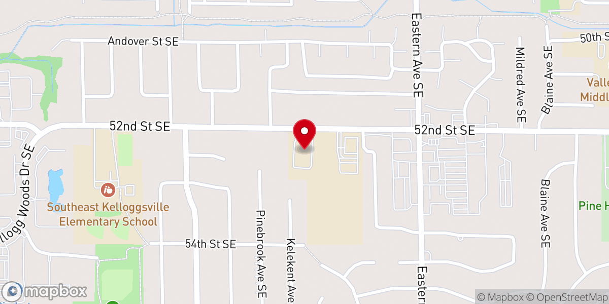Map showing location of Kelloggsville Church