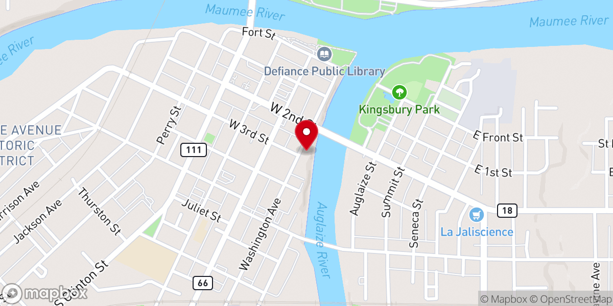 Map showing location of Defiance Church of the Brethren