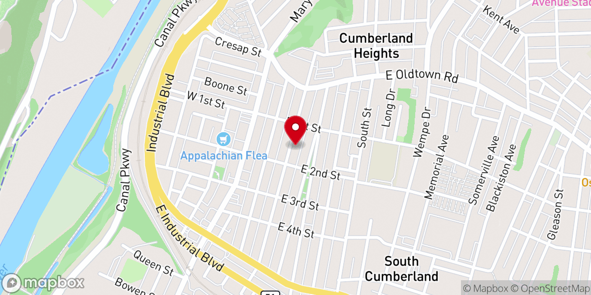 Map showing location of Trinity United Methodist Church