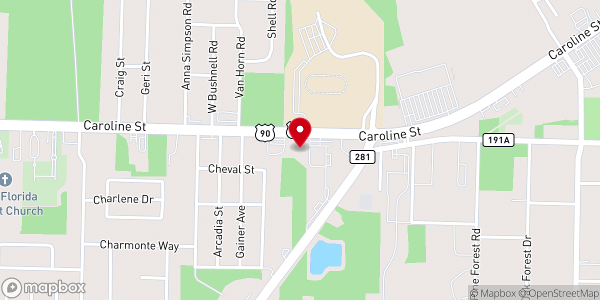 Map showing location of Galilee Baptist Church