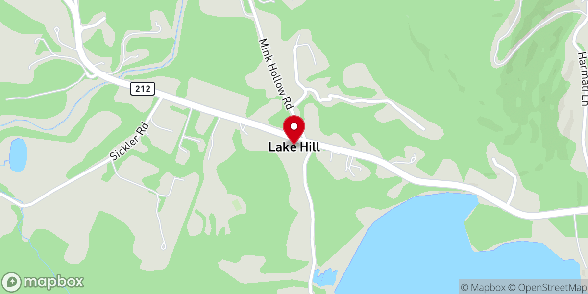 Map showing location of Lake Hill