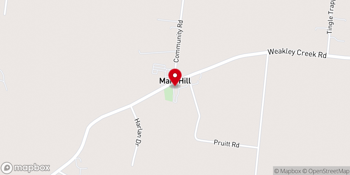 Map showing location of Mars Hill United Methodist Church