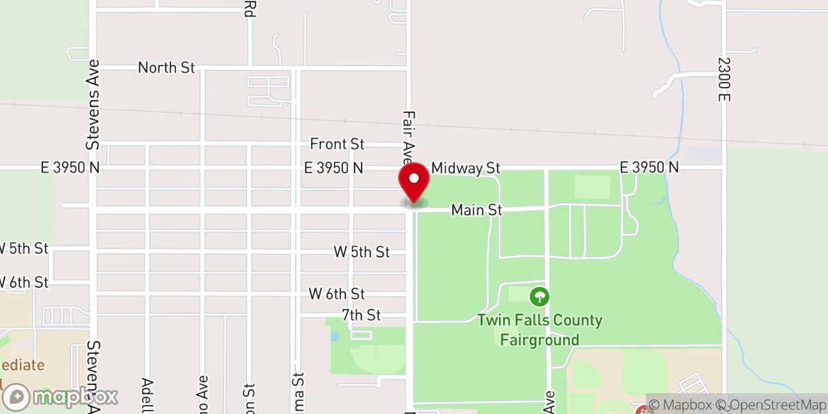 Map showing location of Twin Falls County Fairgrounds: Home of the Fair, Magic Valley Stampede Rodeo, and more!