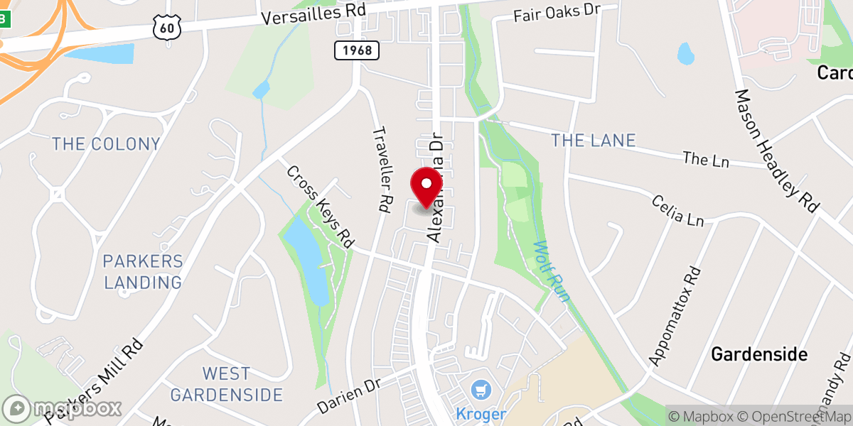 Map showing location of Gardenside Baptist Church