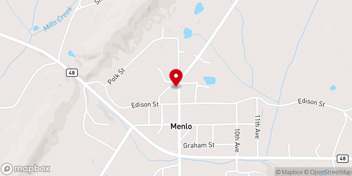 Map showing location of Menlo First Baptist Church