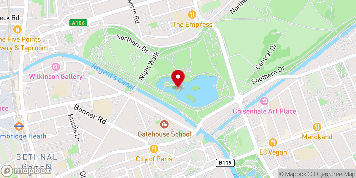 Map showing location of Victoria Park Chinese Pagoda