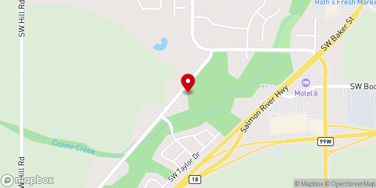 Map showing location of Unitarian Universalist Fellowship of McMinnville