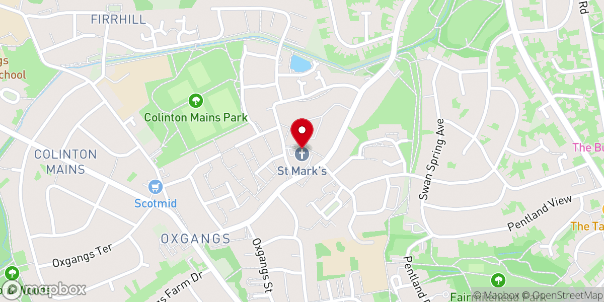 Map showing location of St Mark's Church