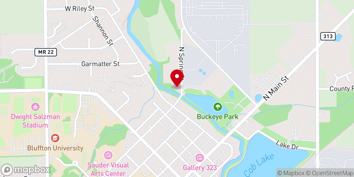 Map showing location of Bluffton Ohio Historical Society-Bluffton Forever