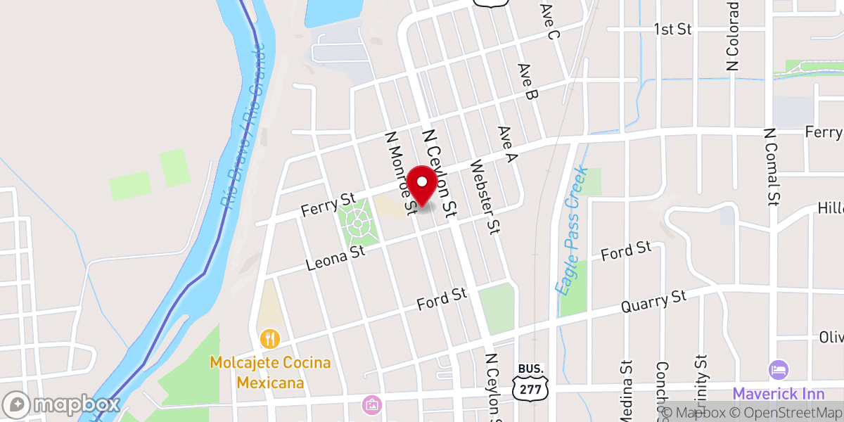 Map showing location of First Baptist Church of Eagle Pass