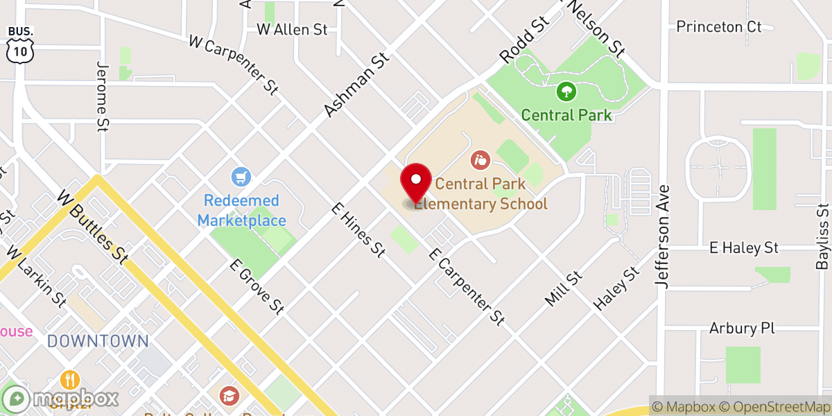 Map showing location of St. John's Lutheran Church