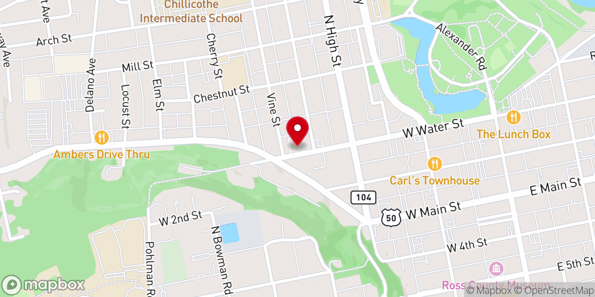 Map showing location of St. Peter Chillicothe Parish Center