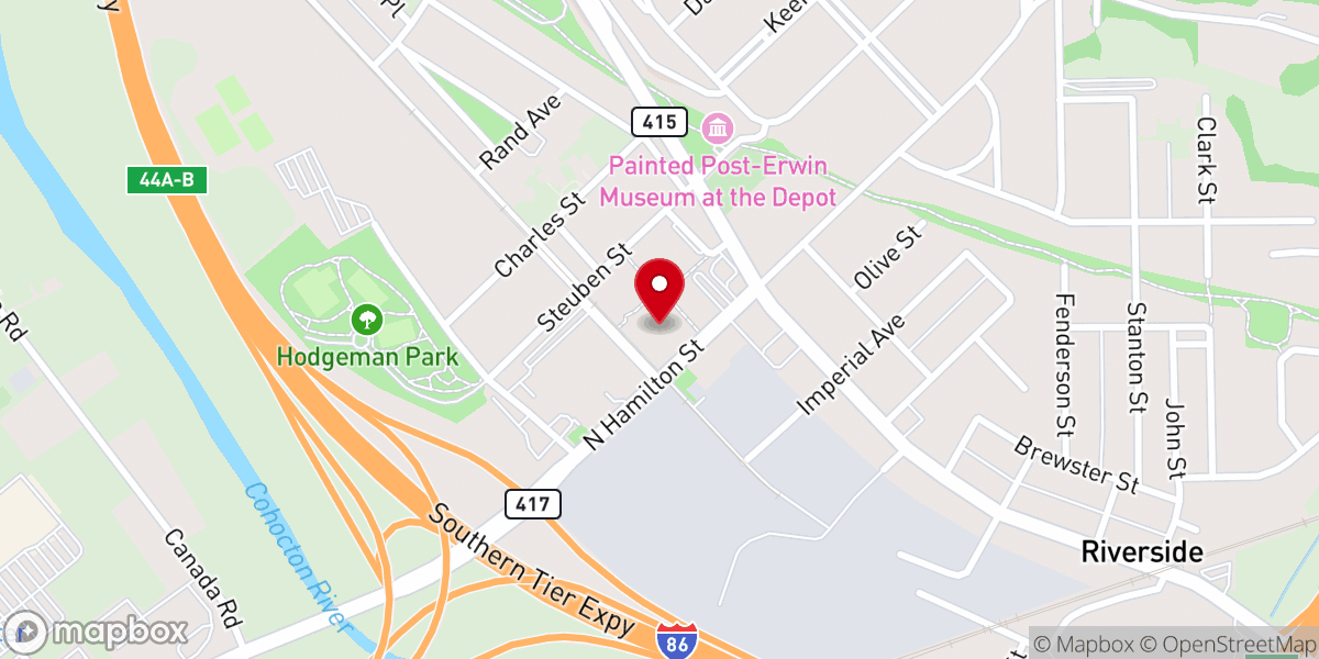Map showing location of United Church of Painted Post