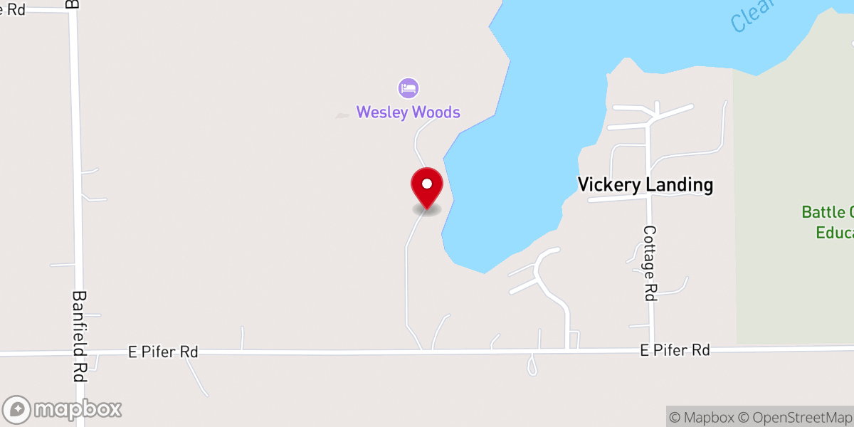 Map showing location of Wesley Woods Camp & Retreat Center