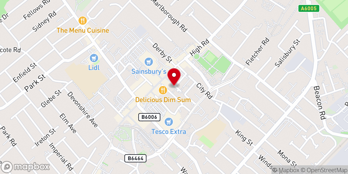 Map showing location of Beeston Oasis Pentecostal Church