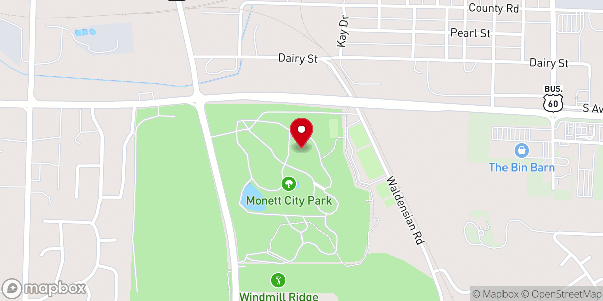 Map showing location of Monett City Park