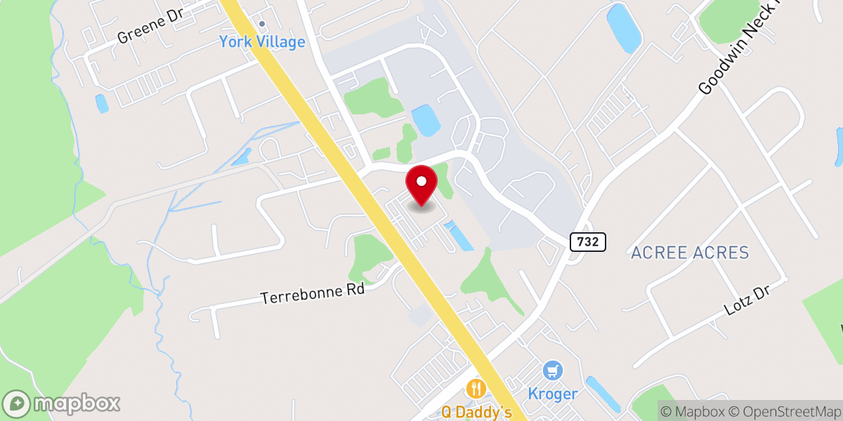 Map showing location of Waters Edge Church Yorktown