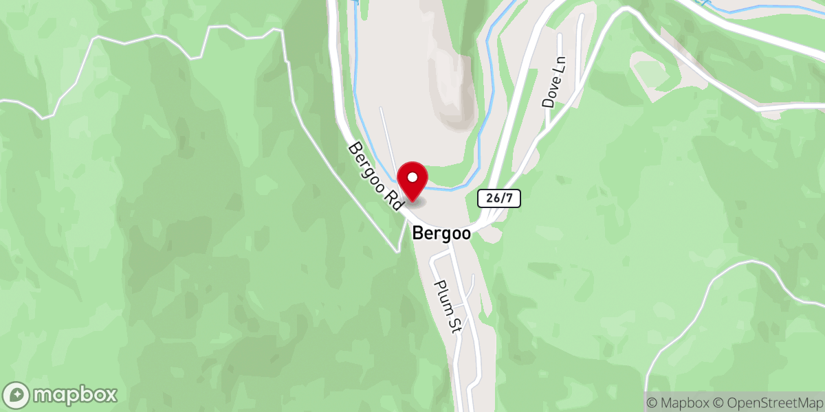 Map showing location of Bergoo Baptist Church