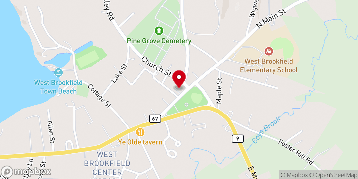 Map showing location of First Congregational Church-Sharing Cupboard Food Pantry