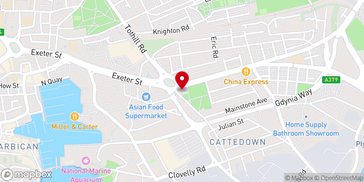Map showing location of Plymouth Christian Centre