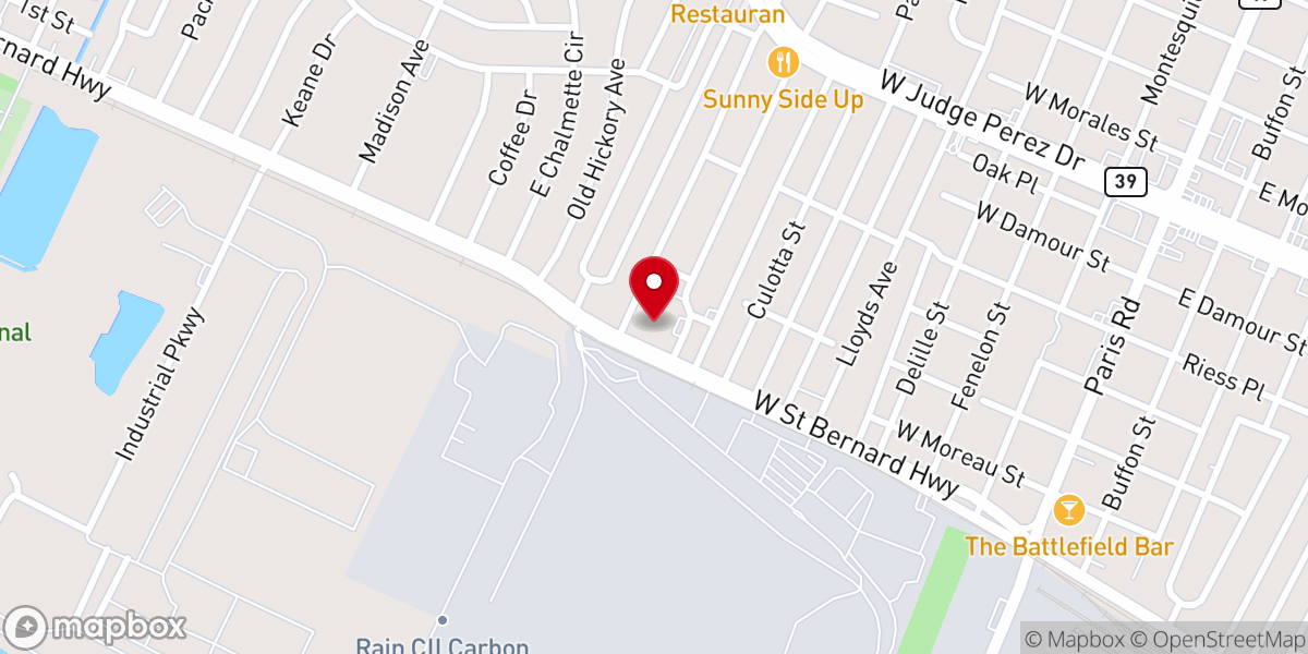 Map showing location of St. Bernard Parish Court House
