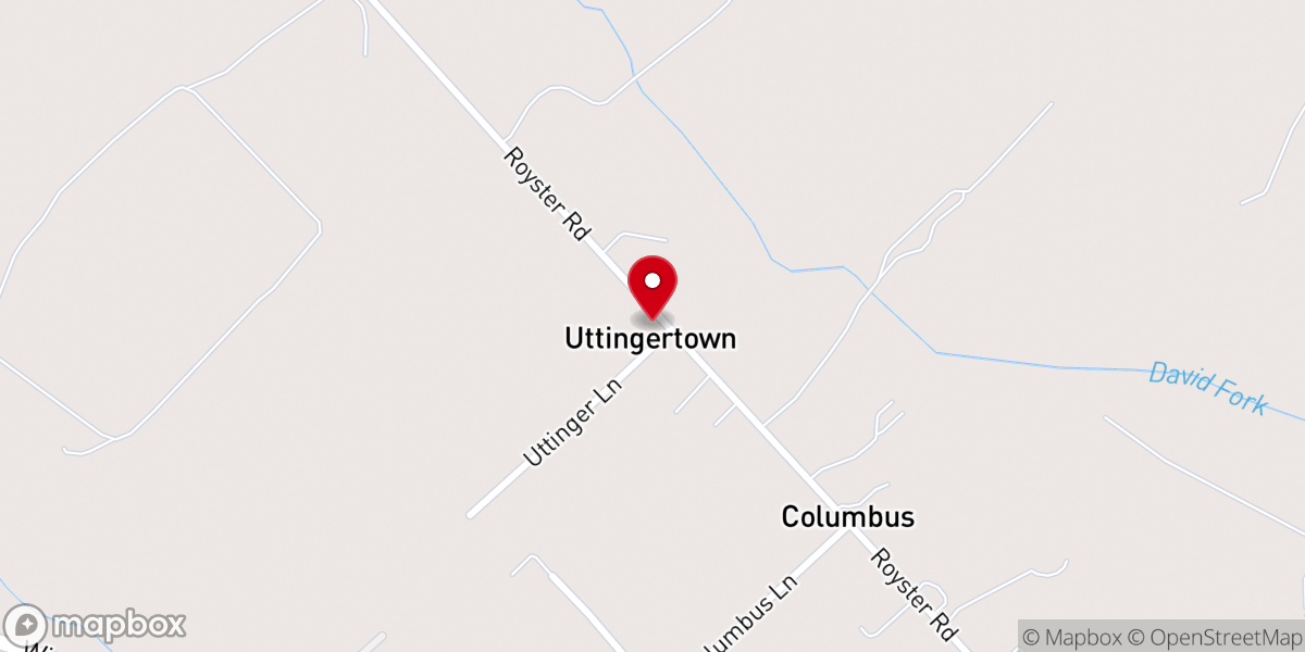 Map showing location of Uttingertown Baptist Church