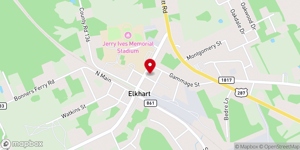 Map showing location of First Methodist Church of Elkhart