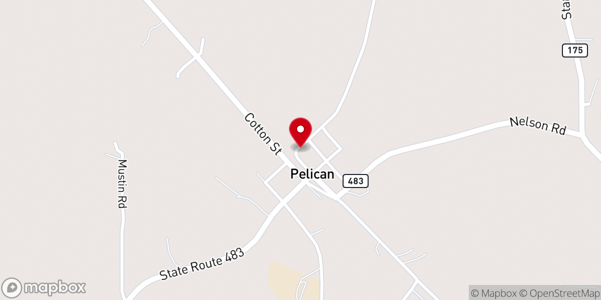 Map showing location of Pelican Baptist Church