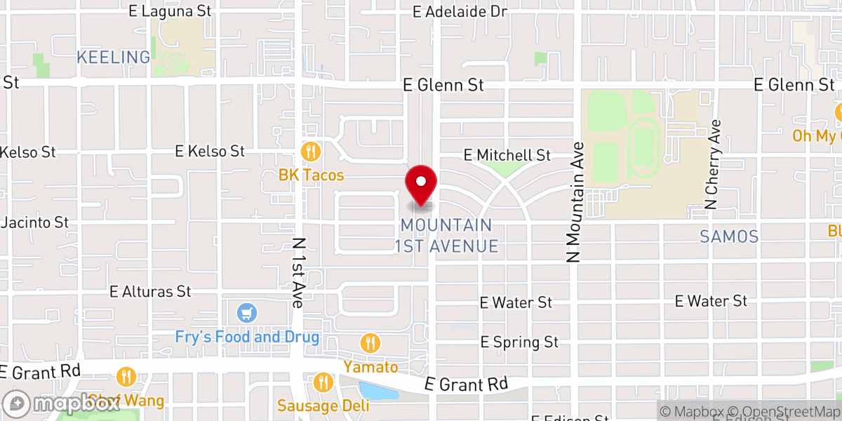 Map showing location of Coronado Baptist Church
